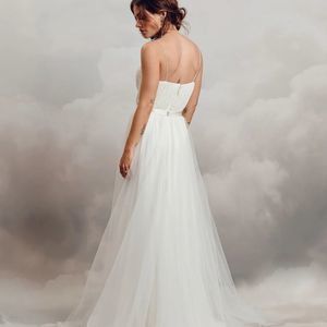 BHLDN Catherine Deane Hayley Bridal Overskirt sz 10 Oyster NWT